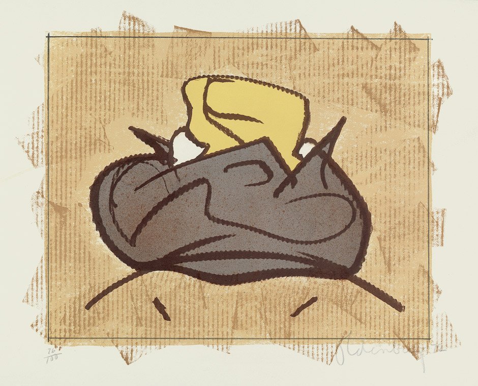 Oldenburg, Claes: Baked Potato and Butter: Baked Potato and Butter. Farblithographie auf leicht chamoisfarbenem Velin. 67 x 85,3 cm (Darstellung); 78,3 x 102,7 cm (Blattgröße). Signiert und datiert. Auflage 100 num. Ex. (19)72. Ausg