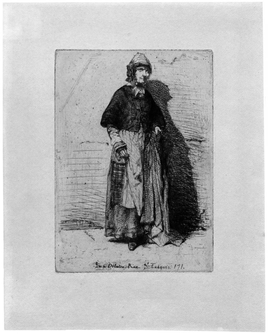 Whistler, James Abbot McNeill: La Mère Gérard: La Mère Gérard. Radierung. 12,7 x 9 cm. (1858). Kennedy 11 IV. Aus der Folge "Twelve Etchings from Nature". Mutter Gérard stand Whistler für einige seiner früh