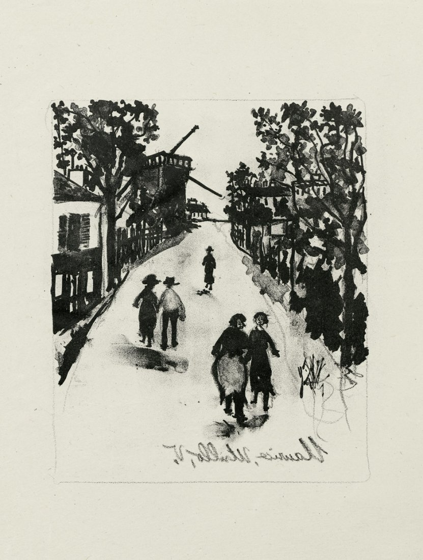 Utrillo, Maurice: La Légende et la Vie d'Utrillo: La Légende et la Vie d'Utrillo. Zwölf Lithographien auf dünnem Japon ancien. Ca. 20,5 x 17 cm (Darstellung); ca. 32 x 24 cm (Blattgröße). Lose in Kartonmappe. (1927/28). El