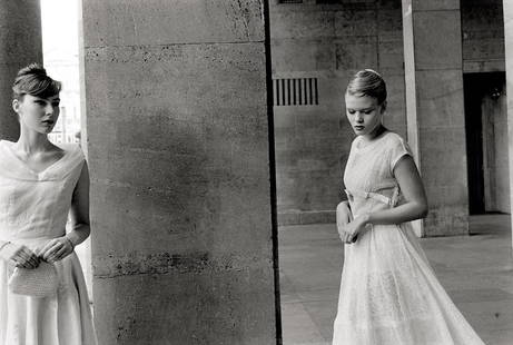 Bergemann, Sibylle: Fashion Photography I: Fashion photography. 1980s. 2 vintage silver gelatin prints. Each circa 36,5 x 49 cm. Each signed by the photographer in pencil on the verso. In the 1970s - 1980s Sibylle Bergemann photographed fashio