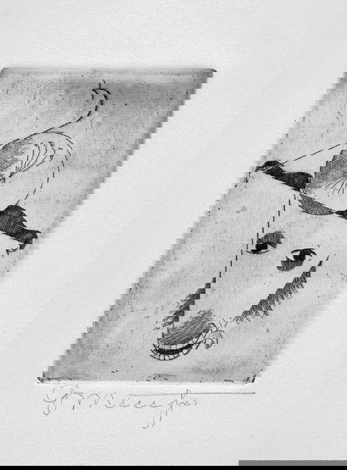 Muche, Georg: Tierkopf: Tierkopf (auch: Widder). Radierung auf weißem Kupferdruckkarton. 15 x 10,2 cm (Plattenrand); 30,2 x 20 cm (Blattgrösse).Signiert. Auflage 100 Ex. (1921). Schiller 12, Söhn HdO 101-9. Blatt 9 der Er