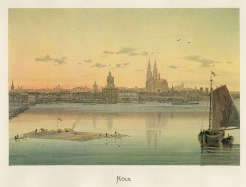 Dräxler-Manfred, Carl Ferdinand: Der Rhein: Dräxler-Manfred, (Carl Ferdinand). Der Rhein. Aquarelle von C. B. C. Köhler mit Schilderungen und Sagen. 2 Bl., 76 S. Mit farbigem Frontispiz und 17 chromolithographischen Tafeln nach Aquarellen von