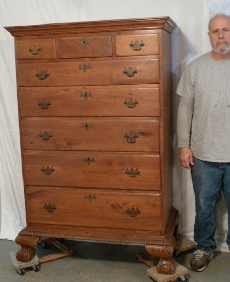 19TH C. WALNUT HIGH CHEST PA. BALL & CLAW FEET (1 of 9)