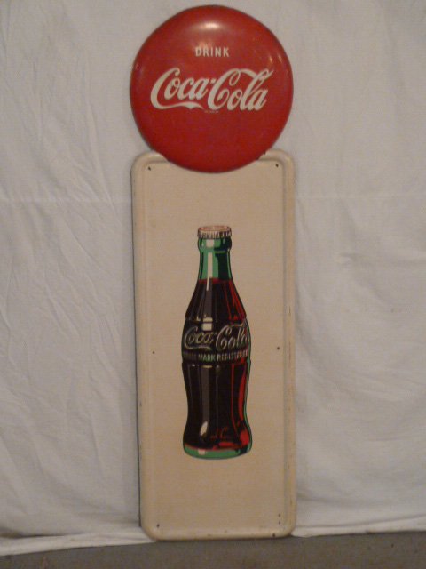 1949 COCA-COLA VERTICAL PILLAR SIGN COMPLETE W BUTTON (1 of 8)