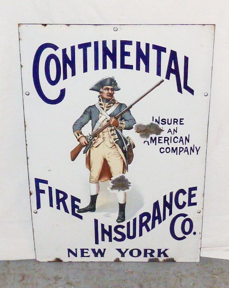 VINTAGE PORCELAIN SIGN "CONTINENTAL FIRE INSURANCE" (1 of 6)