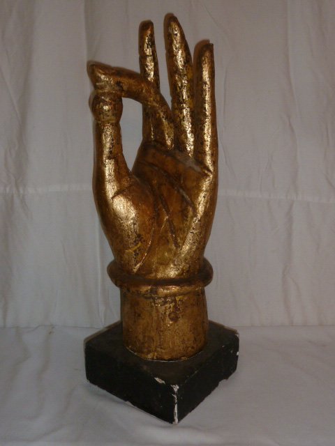 gold colored store display hand on base (1 of 4)
