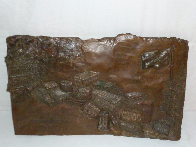 Bronze sculpture, "Never Again" by Steffi Friedman: Steffi Friedman was 11 in 1936 when Nazi laws began to affect Jewish life in her native Berlin. Two years later, she and her family fled the country, when Friedman was nearly 14. She went on to become
