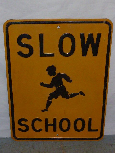 c1950 embossed school crossing sign (1 of 4)