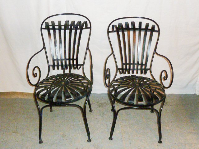 Pair designer iron spring armchairs, home ready (1 of 6)