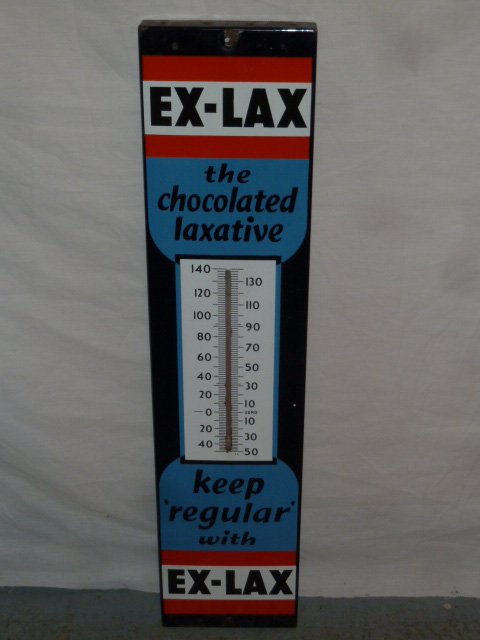 Vintage advertising "EX-LAX" porcelain thermometer (1 of 6)
