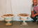 Pair, 3-pc Victorian era cast iron urns - 6
