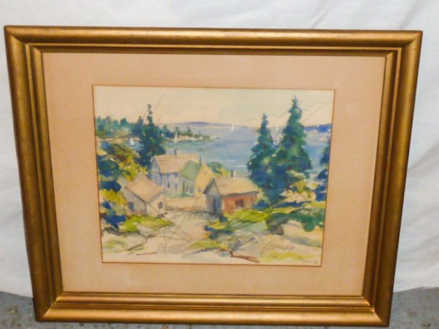 1933 John Marin watercolor & pencil on paper signed (1 of 7)