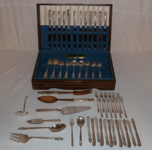 Royal Danish Sterling flatware set 106 pieces 107 t oz (1 of 7)
