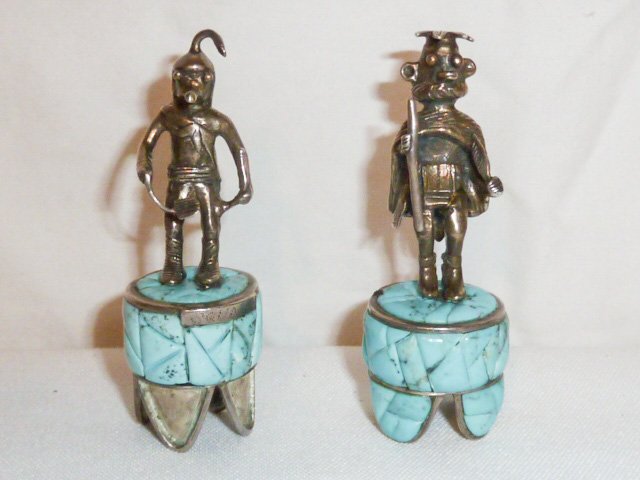 Two silver & turquoise Miniature Kachina figures (1 of 5)