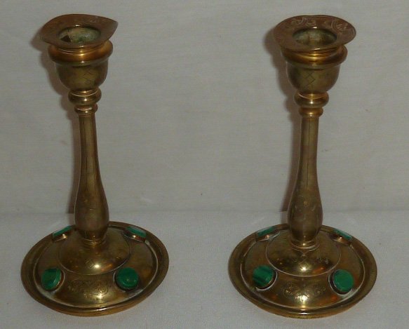 Pr. Asprey bronze & malachite candlesticks (1 of 8)