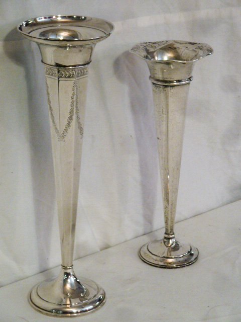 2 Impressive Sterling Silver Trumpet vases (1 of 9)