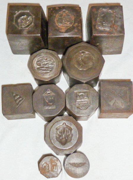 1930's 12 Hardened Steel Medal Molds Possibly Olympics: There are molds for swing , basketball, wrestling, diving.One medal is Masonic 1931 Running mold, another Metropolitan Rowing Club. Some of the Steel Molds are stamped C.S. Co. and N&H Special , and J