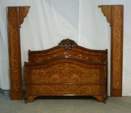 Antique Mahogany Marquetry Inlaid Bed