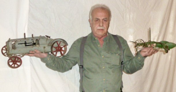 Antique Salesman's Sample Pressed Steel Tractor w/Plow (1 of 14)