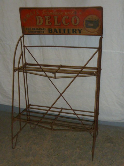 Vintage Delco Metal Folding Battery Display Rack