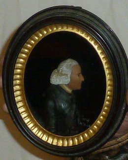 18th C. painted wax & fabric silhouette portrait (1 of 12)