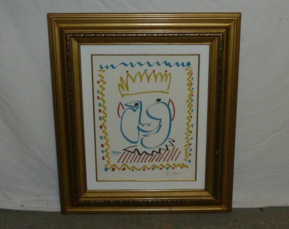 Picasso 1951 Hand Signed Smiling Clown Color Litho (1 of 5)