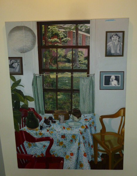 Monumental Painting of Interior Scene Artist Signed: This was Mrs. Stuart's prized painting and hung in her private quarters. Monumental in size at 68" by 91" . The painting is now ready to grace the next curators home or gallery. Illegible signature. A
