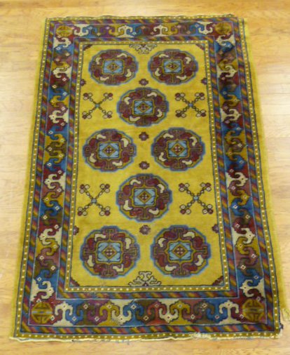 Antique Persian Carpet Barber Pole Border: Measures 82" by 33". There are over one hundred rugs in this and next weeks sale. Need more information give us a call 518-634-2300. As found estate condition . Please use photos as part of the descri
