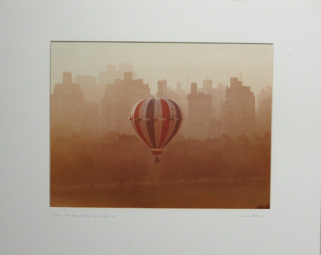 Ruth Orkin Chromogenic Print, 1971 Central Park: 1921-1985, Floating Over Sheep Meadow, Central Park, 1971. Chromogenic Print (C-print). Signed, titled and dated in pencil on the mat overlay. 11 x 14 in. . As found estate condition . Please use phot