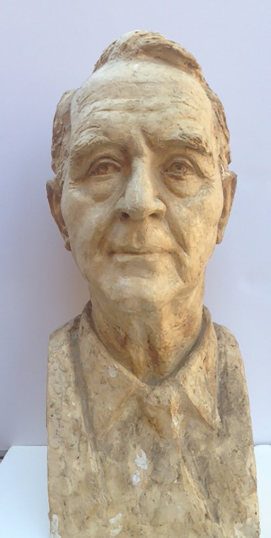 Nathan Rapoport "Bust of Man" signed & dated 1964: Polish/American, 1911-1987, plaster - resin, 24 x 7 1/2 x 7 3/4 in. . As found estate condition . Please use photos as part of the description. The absence of a condition report does not guarantee exc