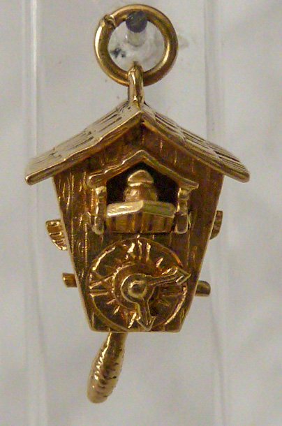 14kt Gold Mechanical Cuckoo Clock 3-D Charm (1 of 7)