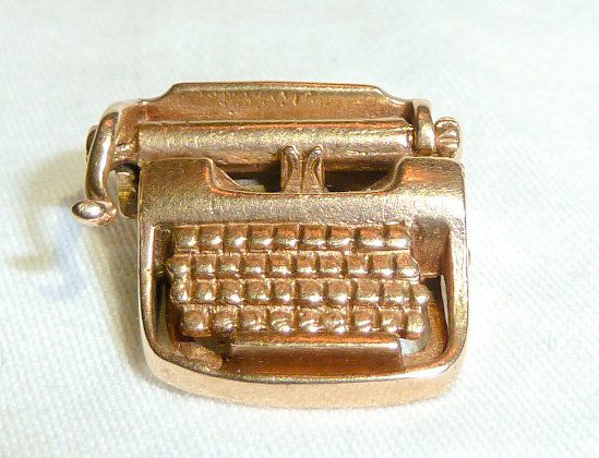 14kt Gold Articulate-Mechanical Typewriter 3-D Charm (1 of 6)
