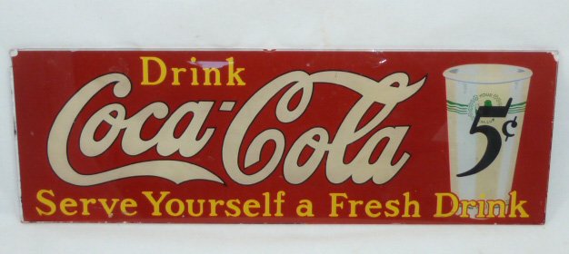 Original Coca Cola Reverse Painted Display Sign (1 of 3)