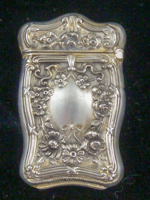 Antique Sterling Match Safe / Vesta Floral Pattern (1 of 6)