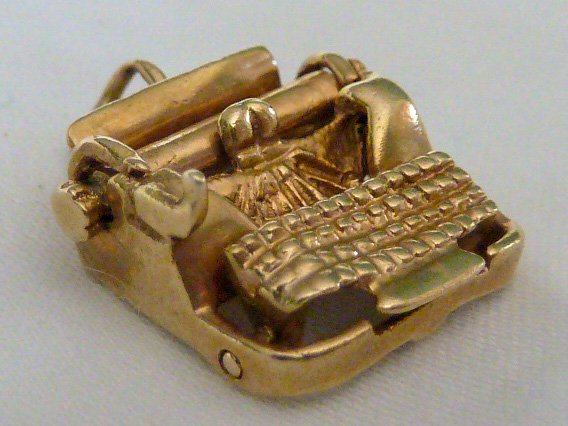 14kt Gold Articulate-Mechanical Typewriter 3-D Charm (1 of 7)