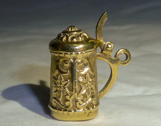 14kt Gold Mechanical German Beer Stein 3-D Charm (1 of 5)