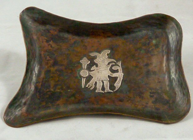 Copper & Silver Peruvian Tray Signed G. Laffi (1 of 6)