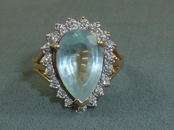 14kt Woman's Aquamarine & Diamond Ring (1 of 3)