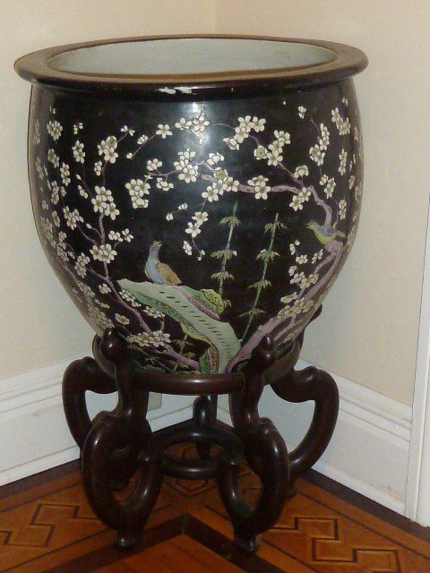 Oriental Over-Sized Porcelain Planter w/Styliized Stand (1 of 11)