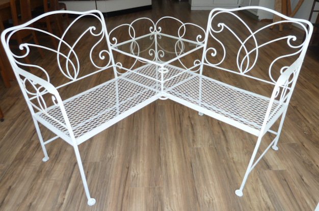 Salterini Garden Bench Wrought Iron 1 of 2: Spectacular Salterini wrought iron Tete a Tete is ready for your garden or indoor living space. The good news is that there's two Tete a Tete sets in this auction, the other set is lot# 114 . There is