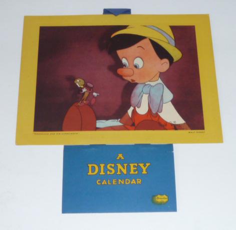 1939 Pinocchio Calendar Unused Great Graphics: Walt Disney unused very early Pinocchio calendar : starts with Jan 1939 great graphics, color excellent. Printed in England, published by Brownlee by permission of Walt Disney Mickey Mouse Ltd. , meas