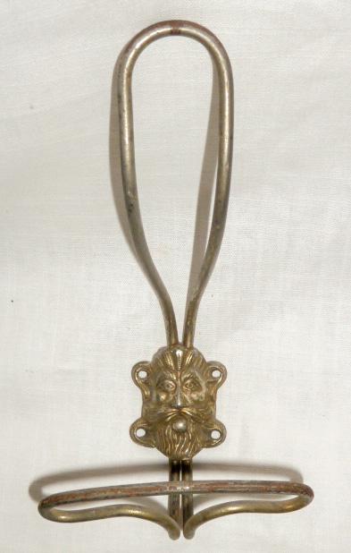 Antique Hardware Original set Four coat and Hat Hooks: Four Antique Iron Mythical Zeus Figural Large Hooks. Coat Hooks are large measuring 8” in an “S”shape with a Hat curve at bottom. Wonderful image of Zeus . Antique Original Iron/stee