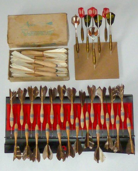 Tournament Apex Darts Large Lot wood and Turkey feather: Large Lot Of Vintage Official and Tournament Darts . First up Full Box ( 12 ) Of Apex No 2 Official Tournament Darts with wood Body And White Turkey Feathers. Each Dart Stamped Official No 2 Apex Norr
