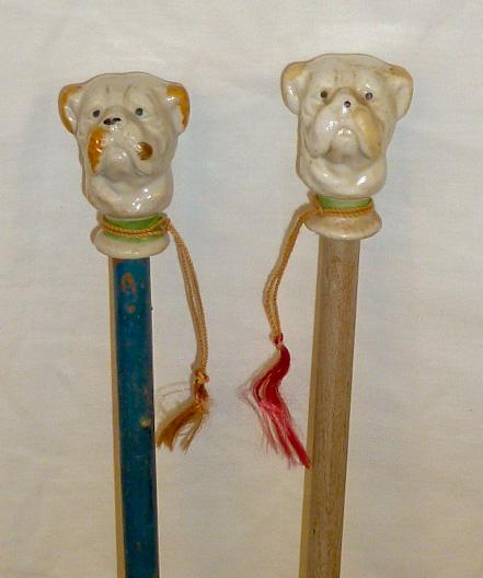 2 Vintage Porcelain Dog Head Carnival Walking Cane (1 of 6)