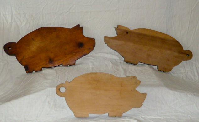 Three Early Figural Pig Wood Cutting Boards (1 of 2)