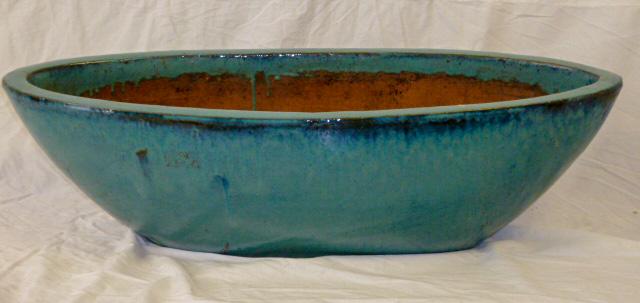 3 Feet Long Half-Moon Shaped Turquoise Ceramic Planter (1 of 4)