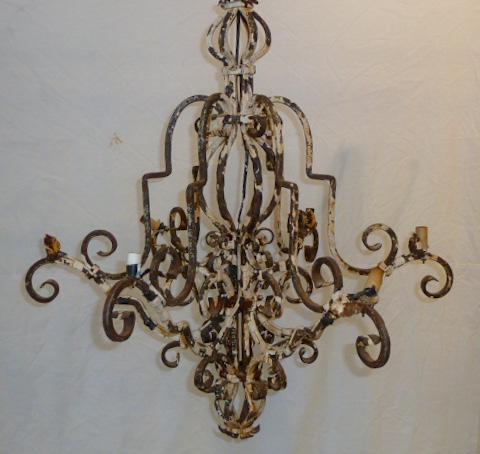 Antique Wrought Iron Hanging 6 Light/Chandelier (1 of 4)