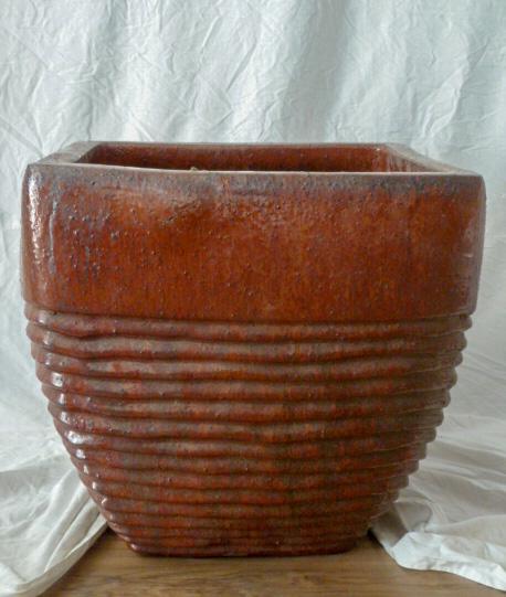 20in. By 20in. Ribbed Glazed Campania Ceramic Planter (1 of 4)