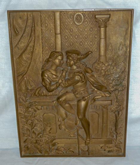 Antique Romeo & Juliet High Relief Bronze Plaque (1 of 4)