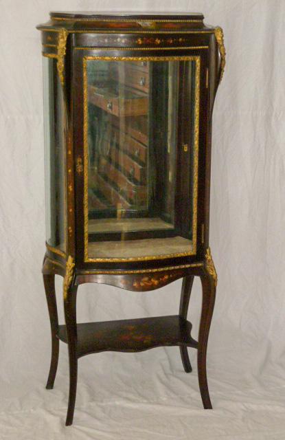 French Louis XV Style Curved Glass Vitrine Cabinet (1 of 9)